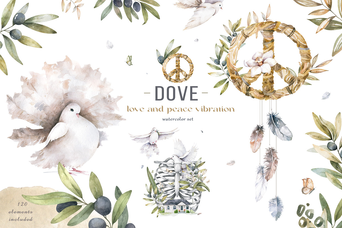Dove Peace and Love Vibration Set, an Illustration by Ann Art Houze (Photo 1 of 16)