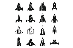 Rocket Icons Set, Simple Style