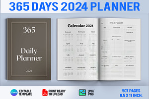 365 Days 2024 Planner Canva Template