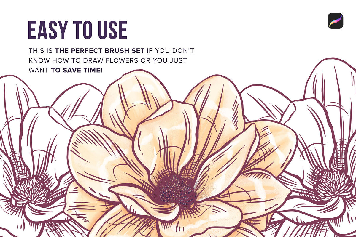 70 Flower Stamps for Procreate, a Brush Add-On by Riveros Illustration (Photo 7 of 13)
