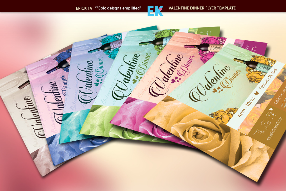 Valentine Dinner Flyer Template, a Flyer Template by Epickita (Photo 3 of 3)