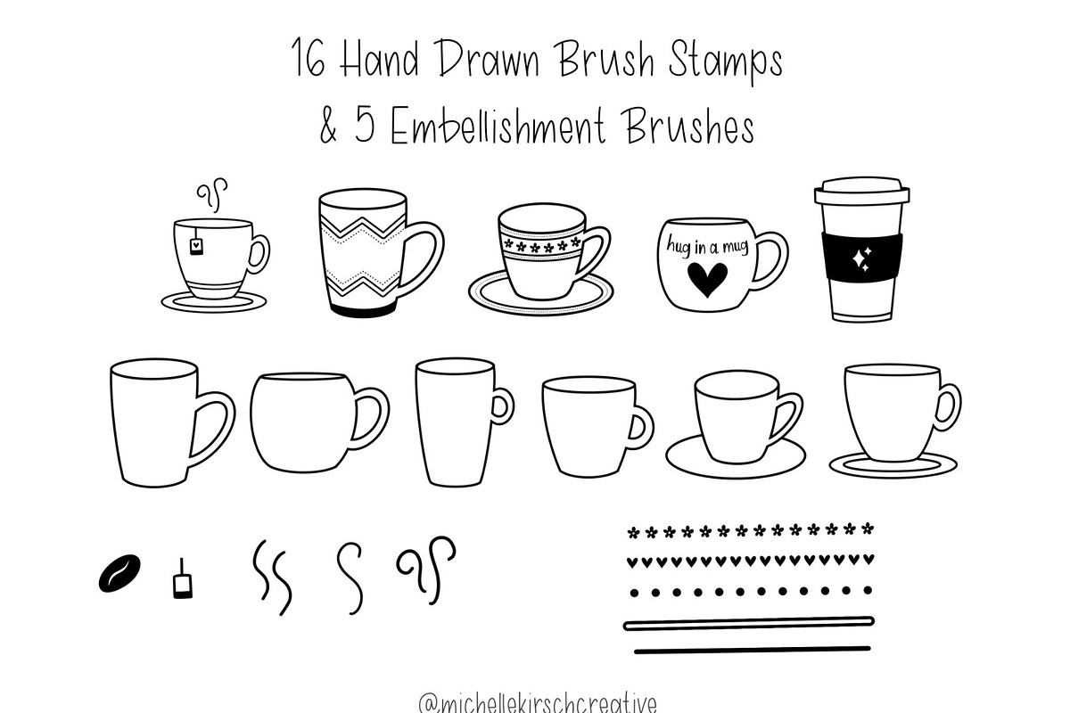 DRINKS BUNDLE Procreate Stamps, a Brush Add-On by Michelle Kirsch Creative (Photo 3 of 18)