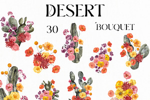 Desert Garden. Watercolor Graphic