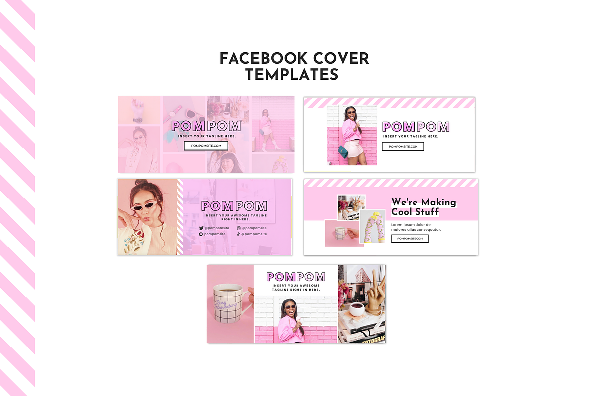 Pink Facebook Template Set for Canva, a Social Media Template by ltsdesigns (Photo 2 of 6)