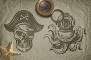 Nautical. Mockups, vector, textures., a Texture Illustration by bioraven (Thumbnail 5 of 26)