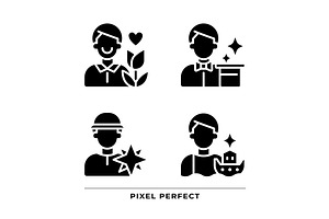 Male archetypes black glyph icons, an Icon by IMG Visuals
