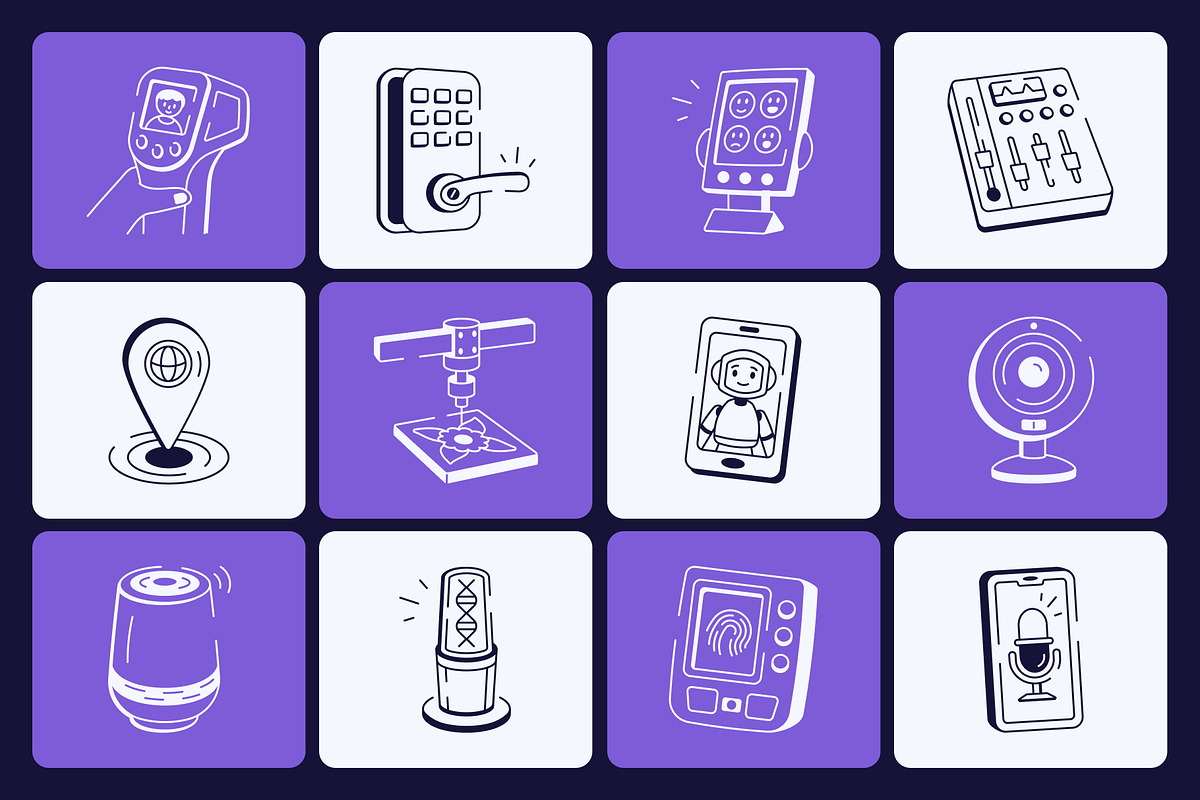 Animated Technology Doodle Icon Set, an Outline Icon by Vectors Market (Photo 4 of 5)