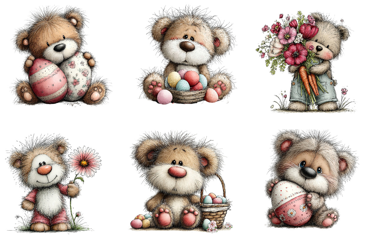 Whimsical Easter Teddy Bear Clipart, an Illustration by Dream Creation (Photo 6 of 8)