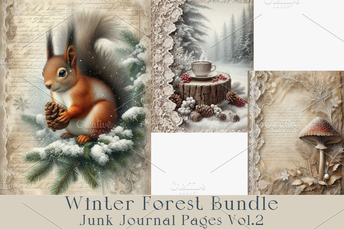 Winter Forest Junk Journal 12 Pages, a Seasonal Illustration by GalaDesign03 (Photo 1 of 6)