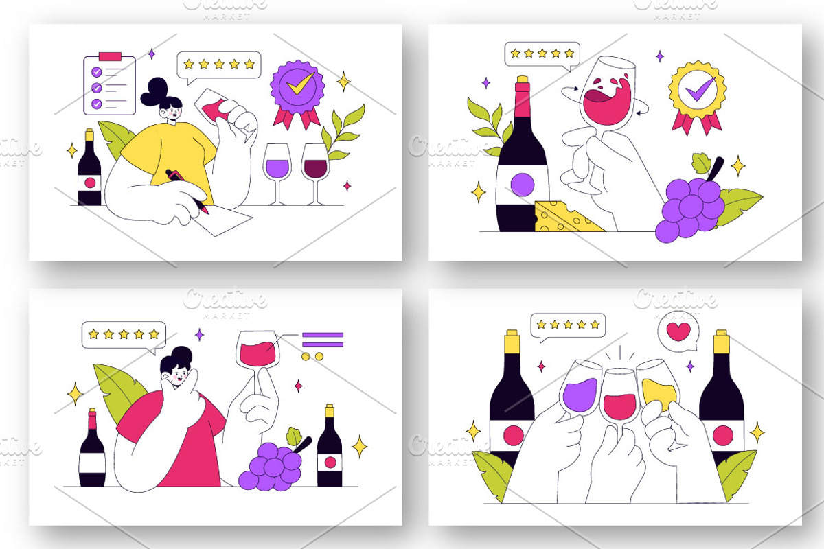 10 Wine Tasting Vector Illustration, a Food Illustration by denayunebgt (Photo 3 of 4)