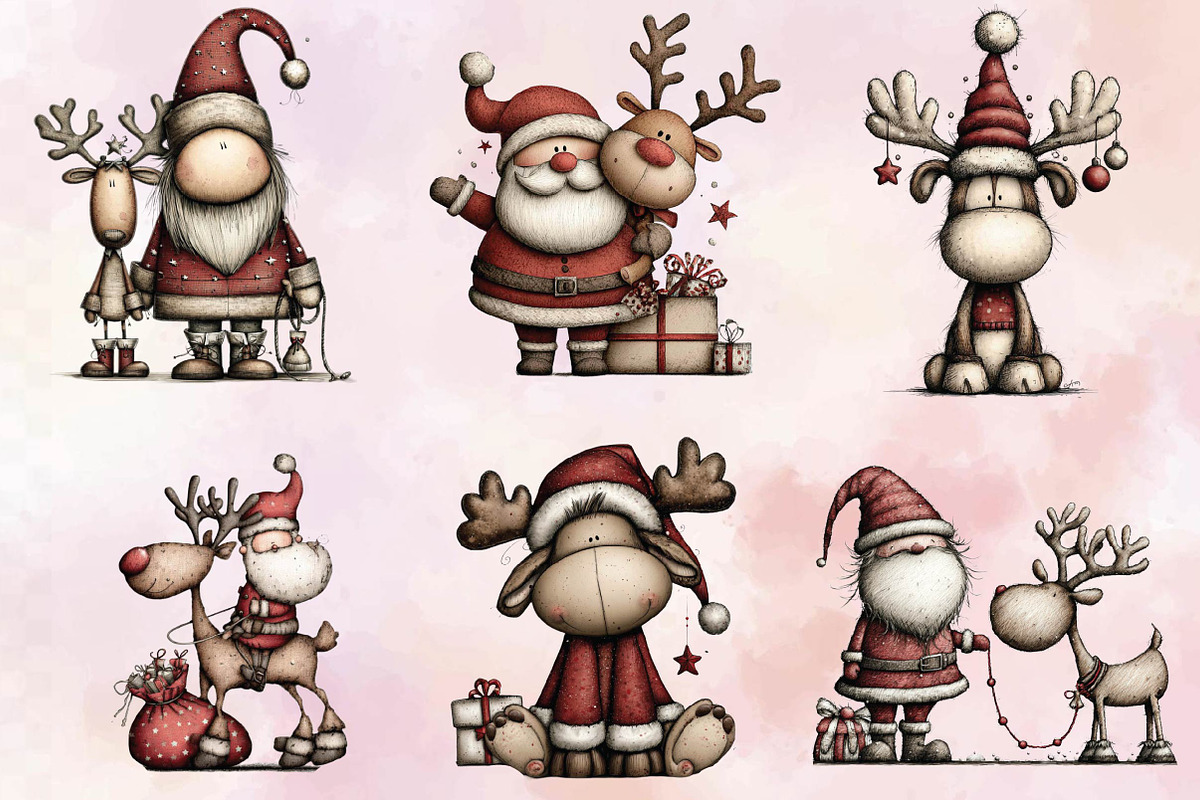Santa Reindeer Christmas Clipart, an Animal Illustration by SVGArt (Photo 3 of 9)