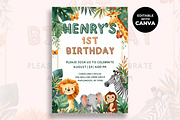 Safari First Birthday Invitation, an Invitation Template by M9 Design (Thumbnail 1 of 4)