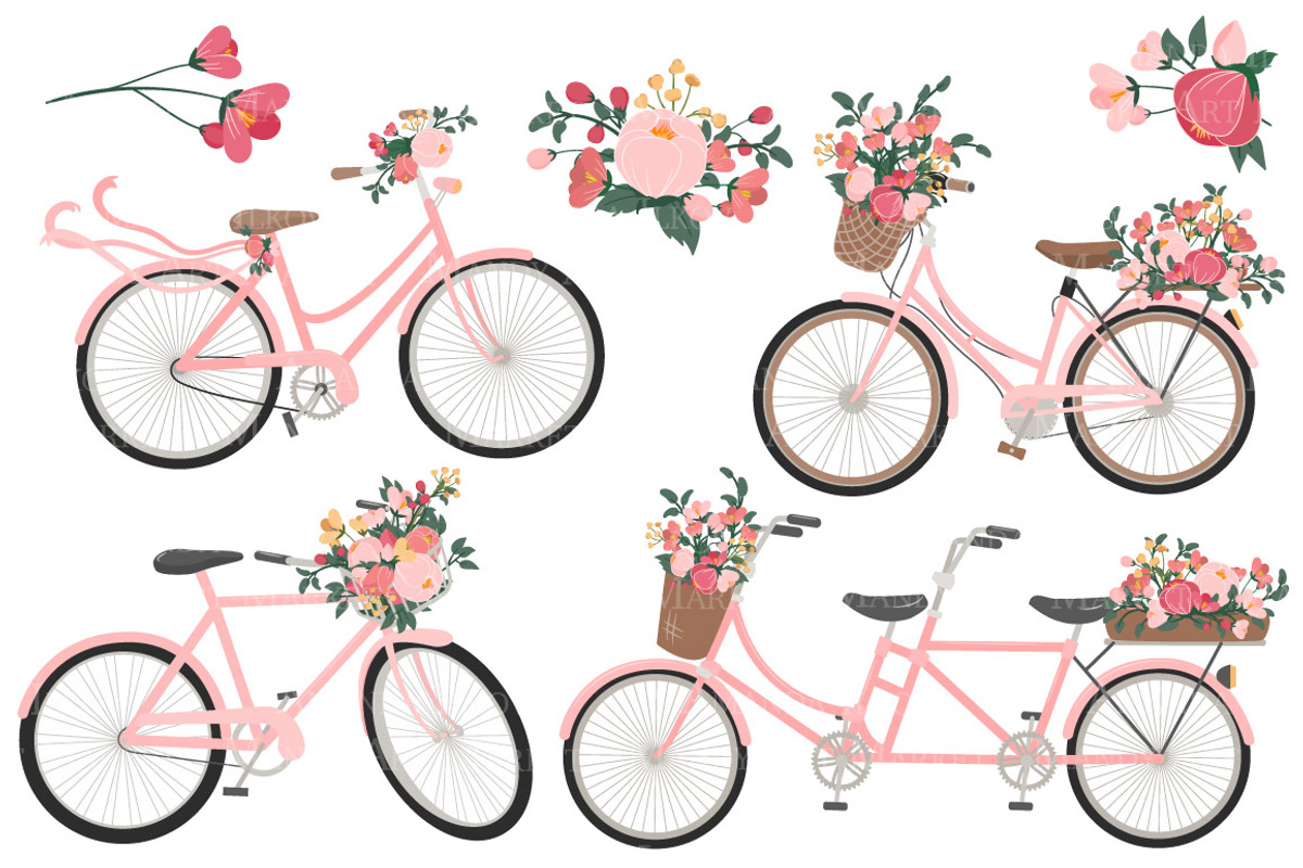 Rose Bicycles Clipart & Vectors, an Illustration by Amanda Ilkov (Photo 3 of 5)