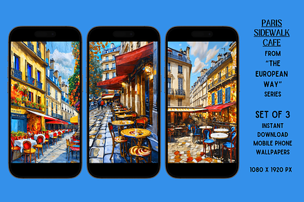 Mobile Phone Wallpapers (Paris Cafe), a Wallpaper Graphic by Shisa Images