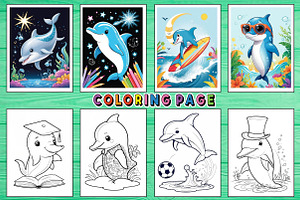 Funny Dolphin Coloring Pages, a Print Template by Wow Magic