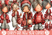 Quirky Girl New Year Clipart, an Illustration by Designking (Thumbnail 1 of 3)