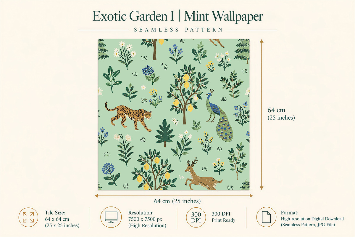 Exotic Garden I Mint Wallpaper, a Wallpaper Graphic by by creative paper (Photo 3 of 15)