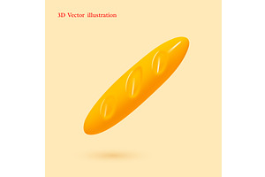 3D vector illustration of a french, a Food Illustration by Liudmyla Matviiets