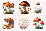 Watercolor Mushroom Clipart, an Illustration by CreationArt (Thumbnail 5 of 7)