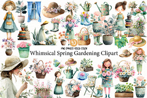 Whimsical Spring Gardening Clipart, an Illustration by Designworld