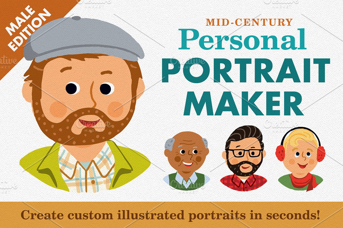 Mid-Century Personal Portrait Maker, a Person Illustration by Scott Hodges (Photo 1 of 6)