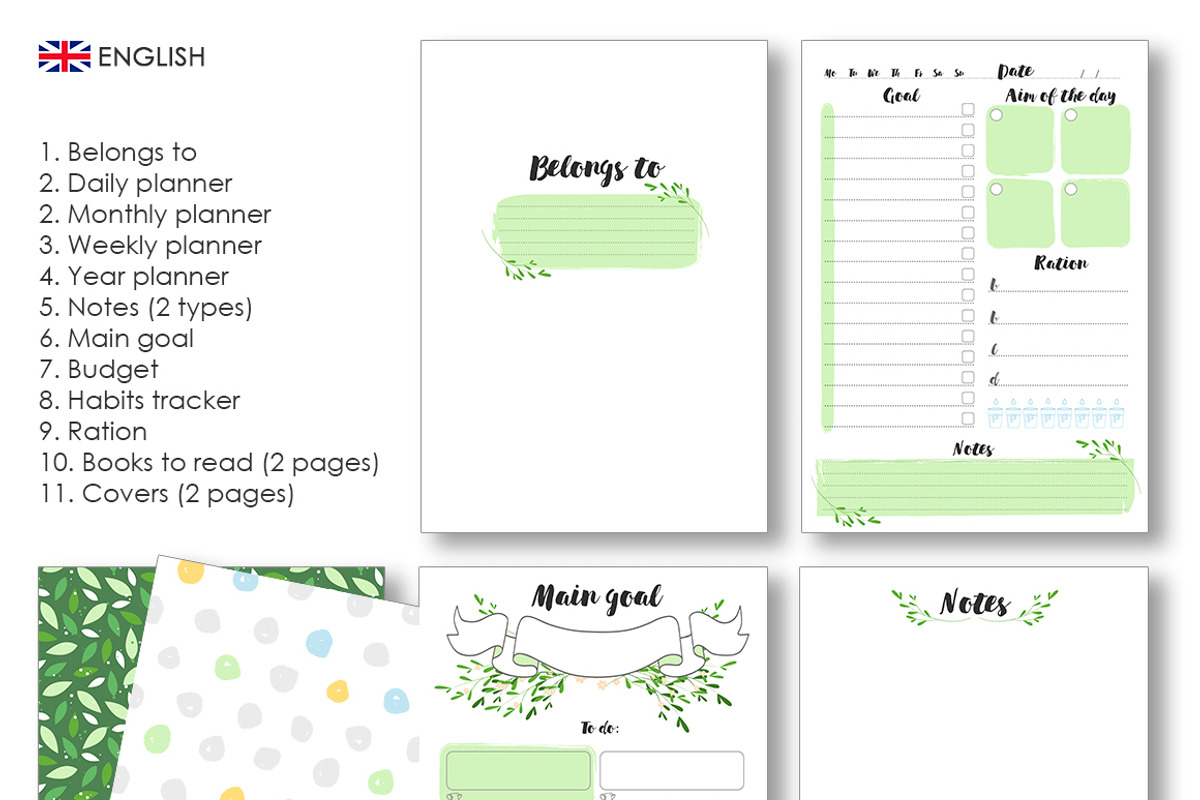 Planner kit vol.3 - natural, a Stationery Template by Lina_Lisichka (Photo 2 of 2)
