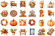 Cozy Autumn Charm Clipart Set, an Illustration by Sublimation Artist (Thumbnail 2 of 6)