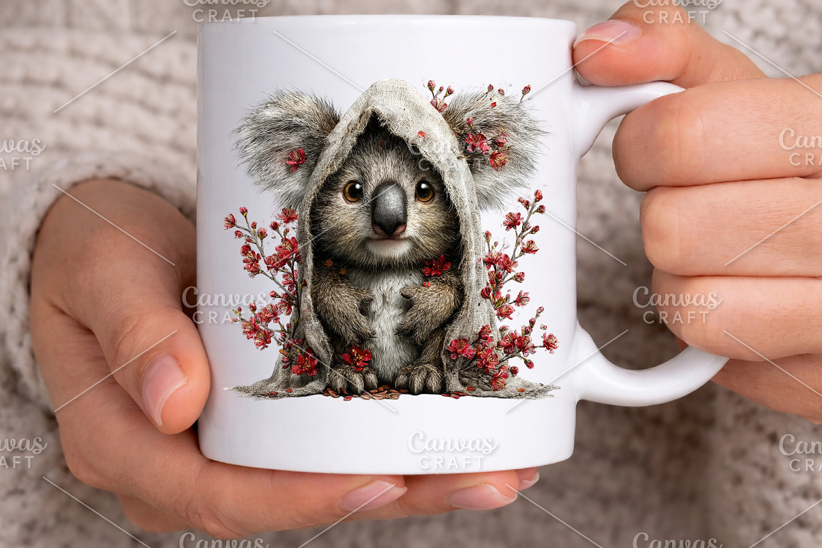 Whimsical Spring Koala Clipart PNG, an Illustration by Canvas Craft (Photo 7 of 7)