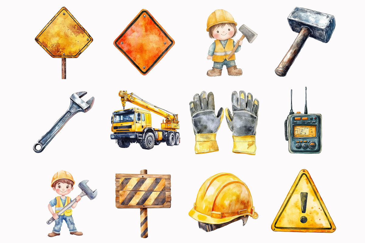 Construction Watercolor Clipart, an Illustration by Design Market (Photo 4 of 5)