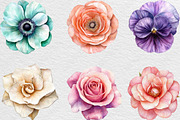 Watercolor Pastel Flowers Clipart, an Illustration by Black Bird Studio (Thumbnail 5 of 6)