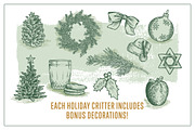 Vector Holiday Critters Set + Bonus, an Animal Illustration by Well Rock Designs (Thumbnail 4 of 8)