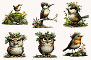 Whimsical Woodland Birds Clipart, a Seasonal Illustration by Designworld (Thumbnail 3 of 10)
