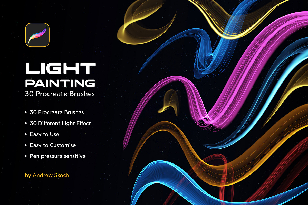 Light Painting Procreate Brushes, a Brush Add-On by Andrew Skoch Design (Photo 7 of 9)