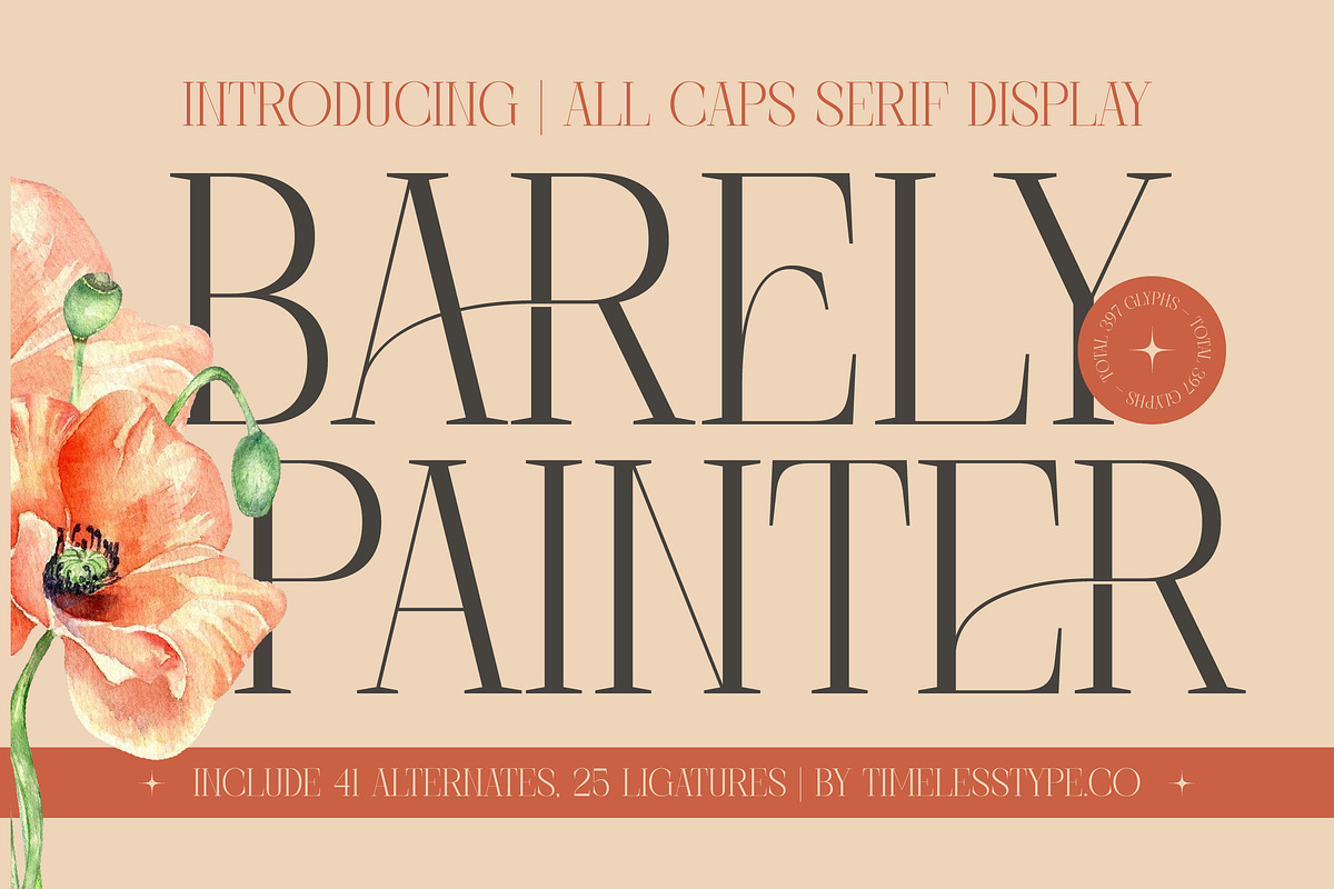 Barely Painter Elegant Serif Font, a Serif Font by timelesstype.co (Photo 1 of 20)