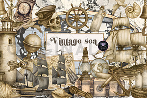 Vintage Sea Pirates clipart, an Illustration by BigCakeBee