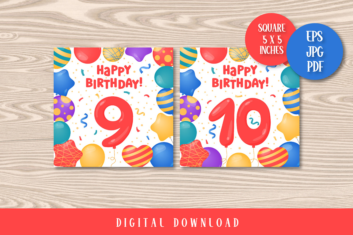 Happy Birthday Greeting Cards Square, a Card Template by AnnaViolet_store (Photo 6 of 9)