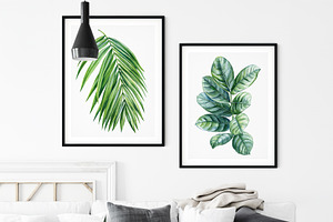 Tropical Green Plants Watercolor