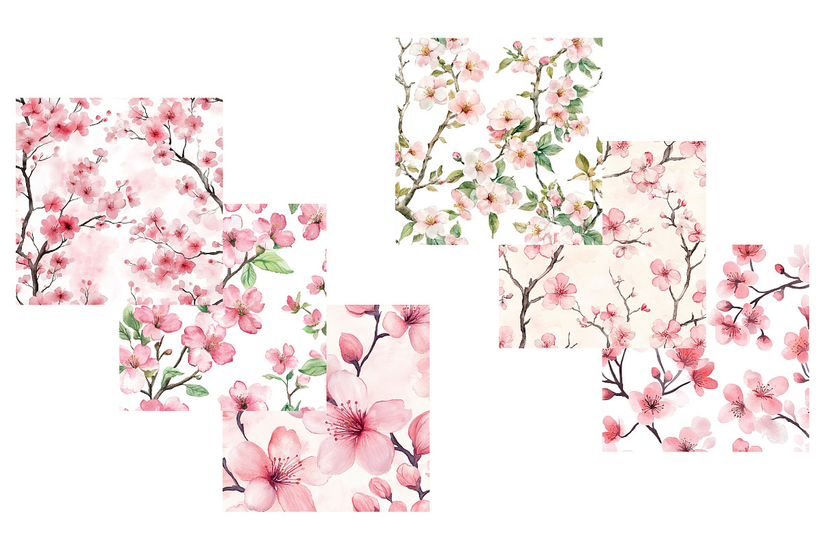 Cherry Garden Seamless Patterns, a Background Graphic by Design Market (Photo 3 of 4)