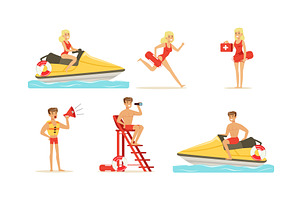 Beach-rescue Woman and Man, a Person Illustration by TopVectors