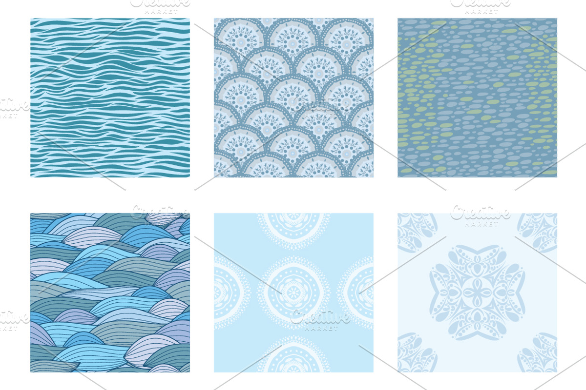 Collection of sea patterns, a Background Graphic by lycka