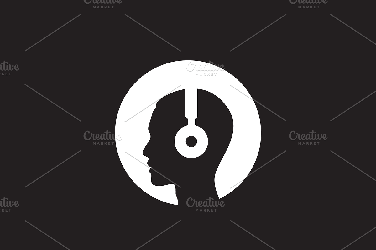 human headset audio music logo, a Branding & Logo Template by devastd
