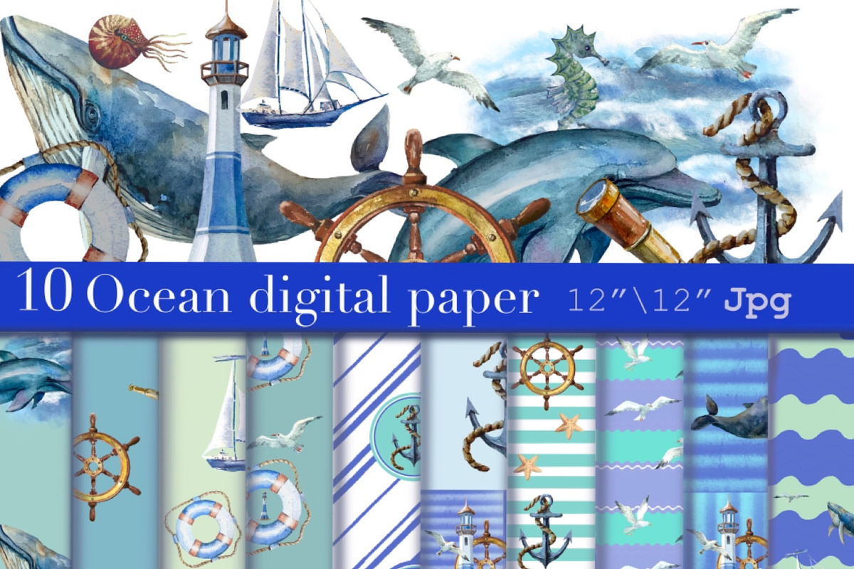 Watercolor nautical illustration, an Object Illustration by AkvarelRiver (Photo 10 of 18)