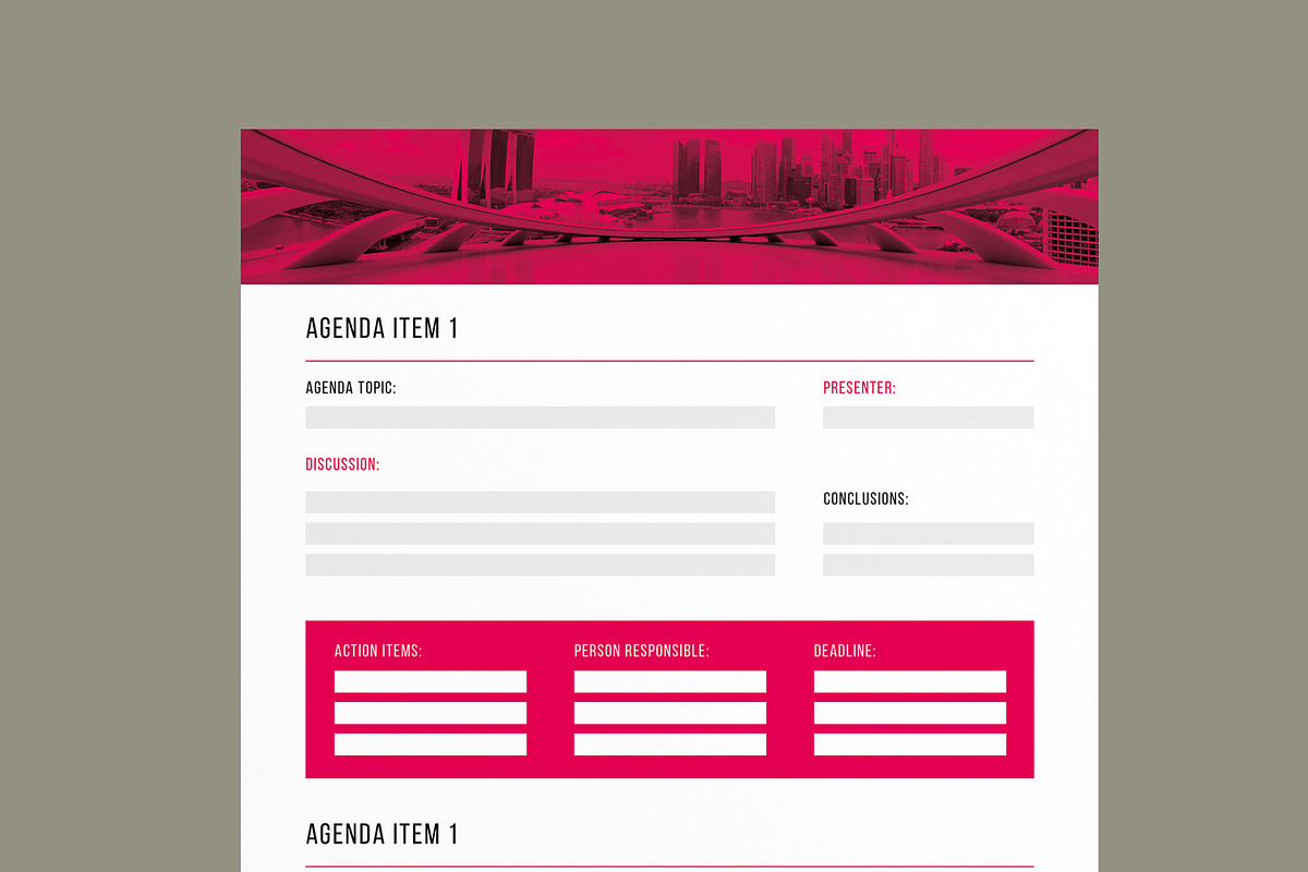 Meeting Minutes Template Layout, a Stationery Template by MightyDesign (Photo 4 of 8)
