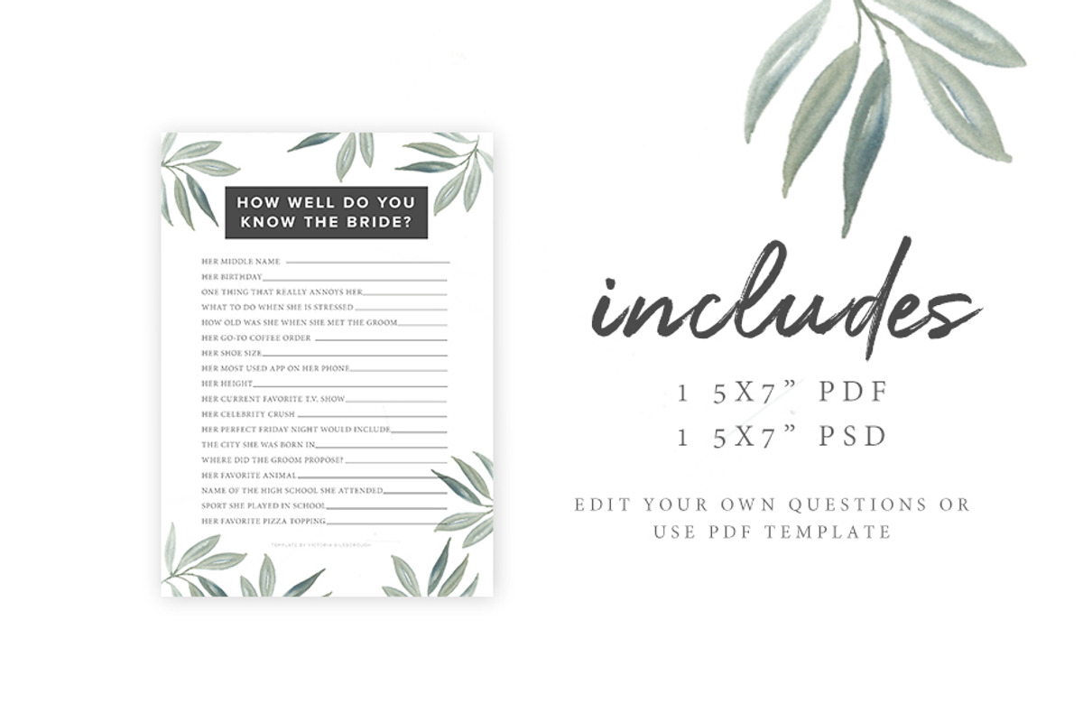Modern Bridal Shower Game Template, a Stationery Template by Victoria Bilsborough (Photo 2 of 2)