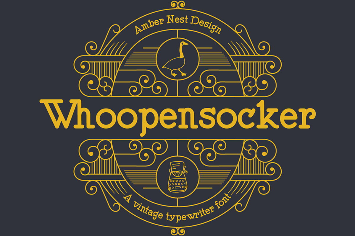 Whoopensocker - typewriter font, a Slab Serif Font by Amber Nest Design (Photo 7 of 8)