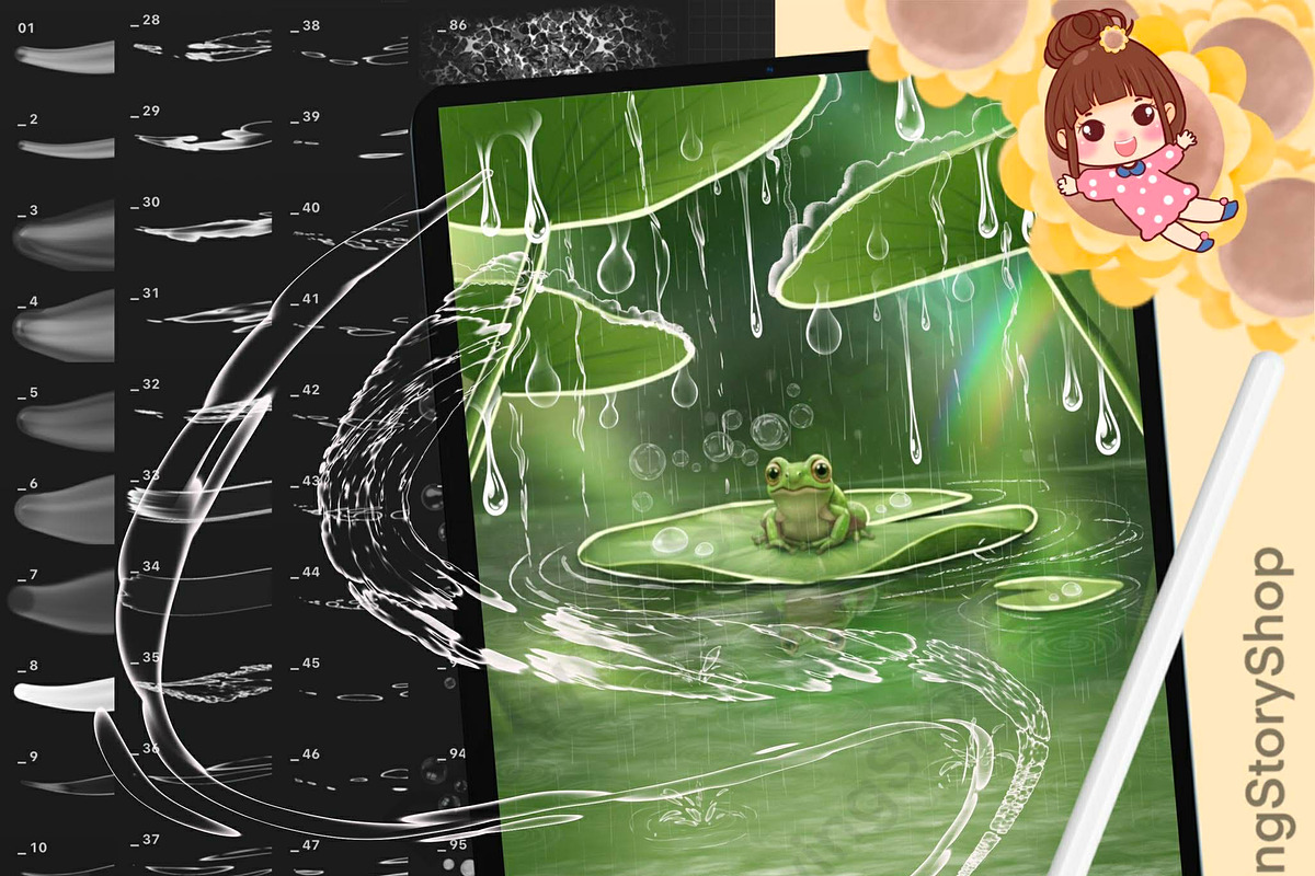 120 Procreate liquid white brushes, a Brush Add-On by DrawingStoryShop (Photo 1 of 7)