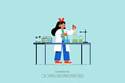 Female Scientist Analyzing Test Tube, a Healthcare Illustration by Partikusi Design (Thumbnail 2 of 3)