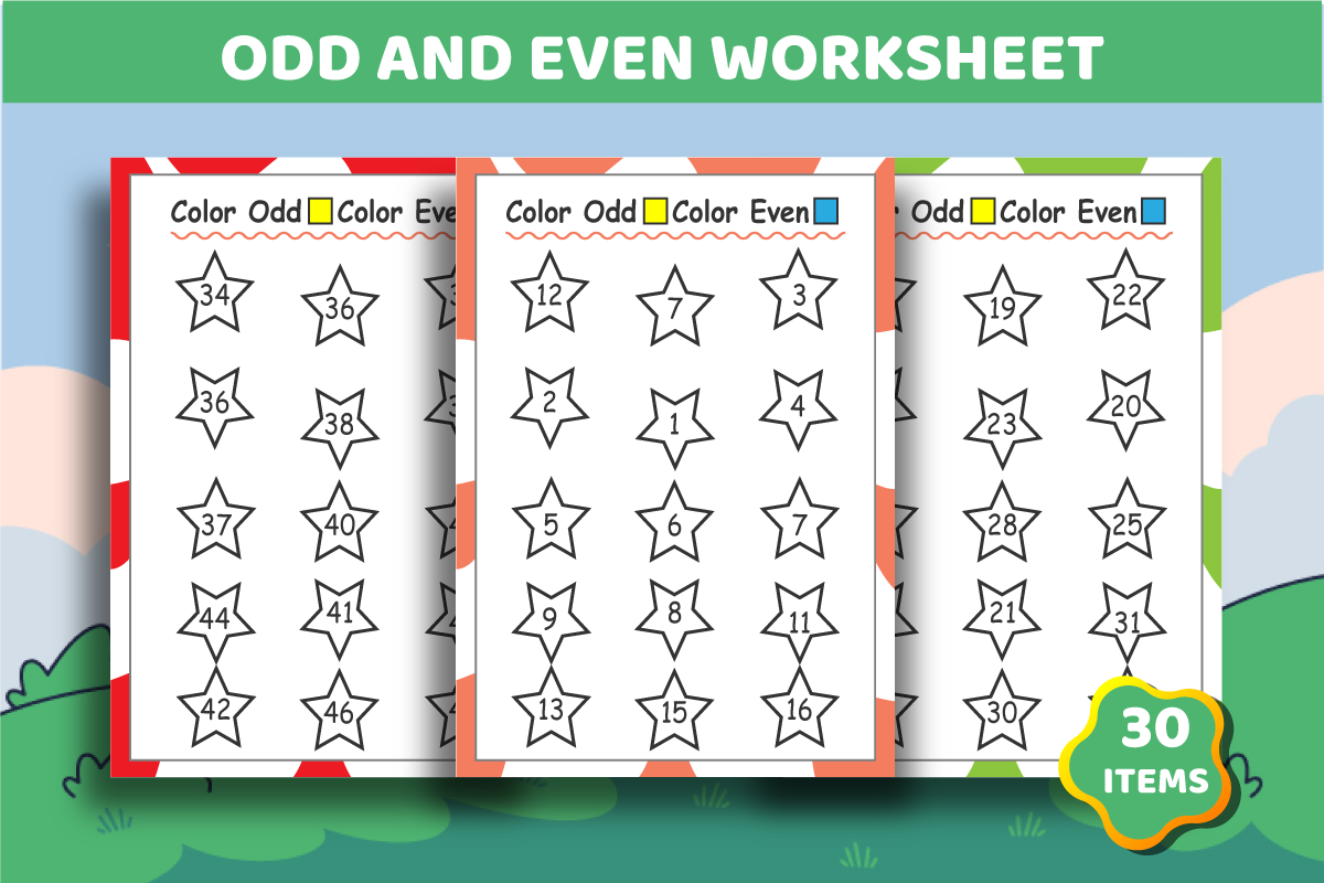 Odd and Even Worksheet, an Object Graphic by ElimesherStudio