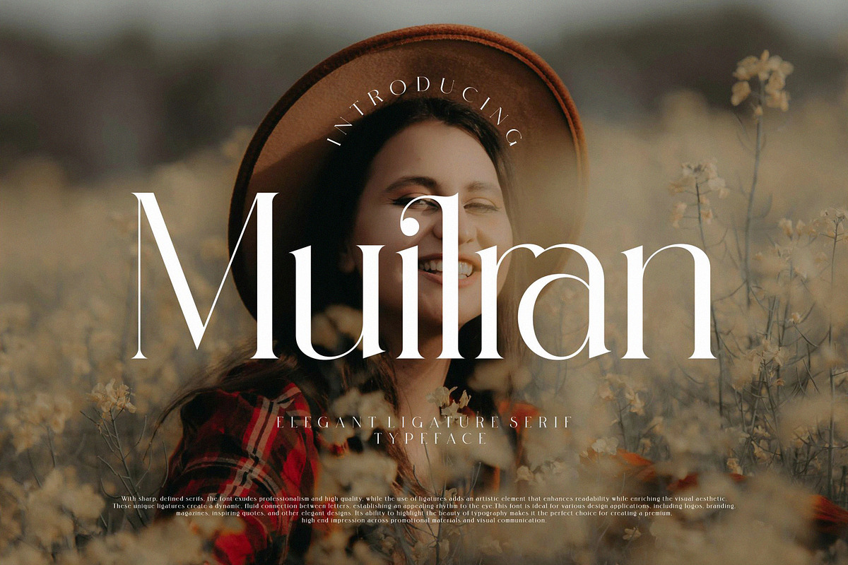 Muilran elegant Ligature Serif, a Serif Font by Alfinart (Photo 1 of 8)