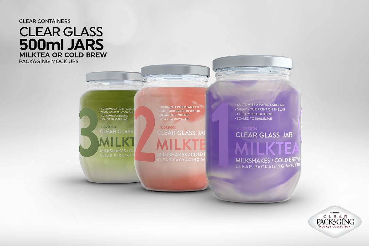 Clear Glass Jar Packaging Mockup, an Advertising Mockup by INCDesign (Photo 8 of 12)